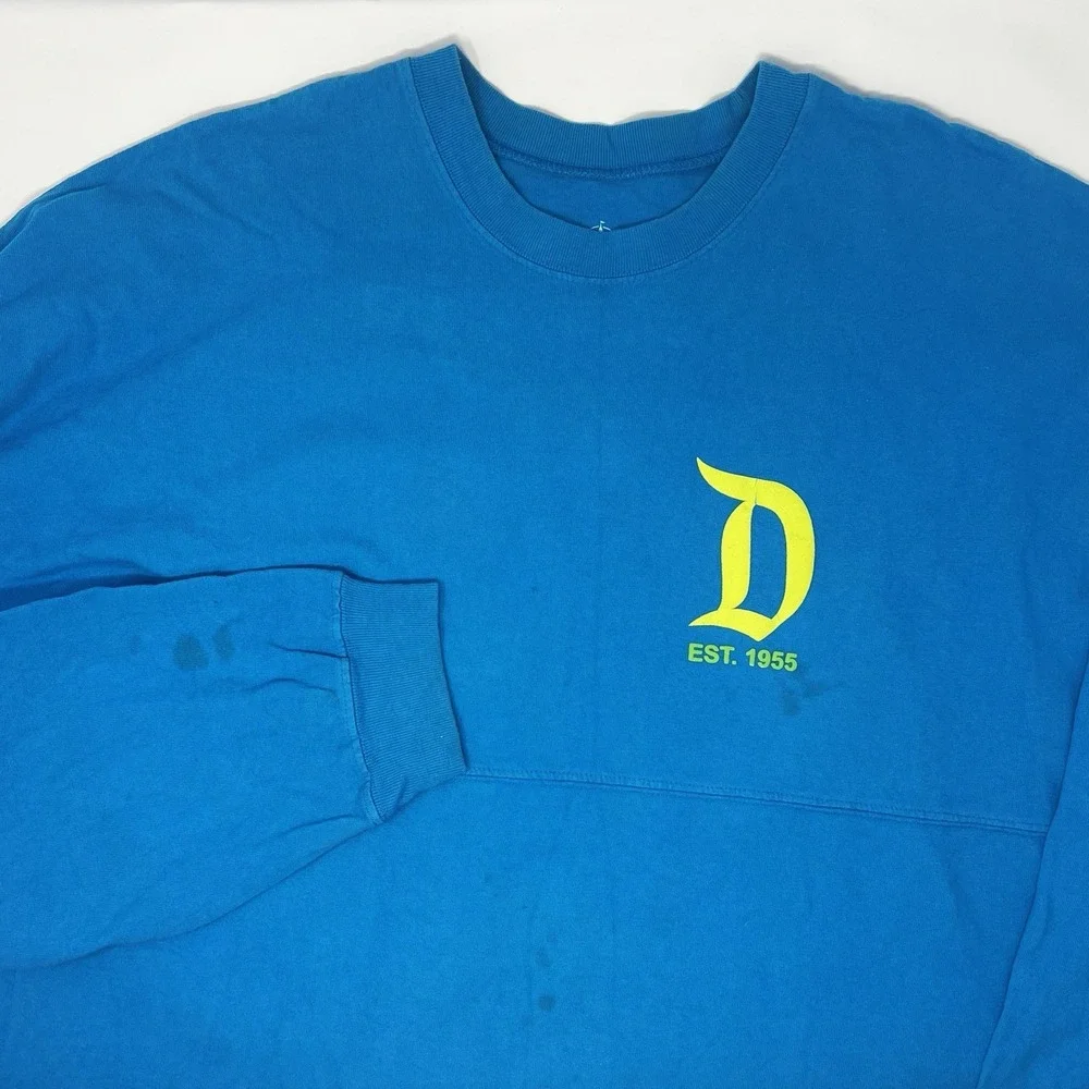 Disneyland‎ Disney Parks Spirit Jersey Blue Neon Green Spellout Size XL